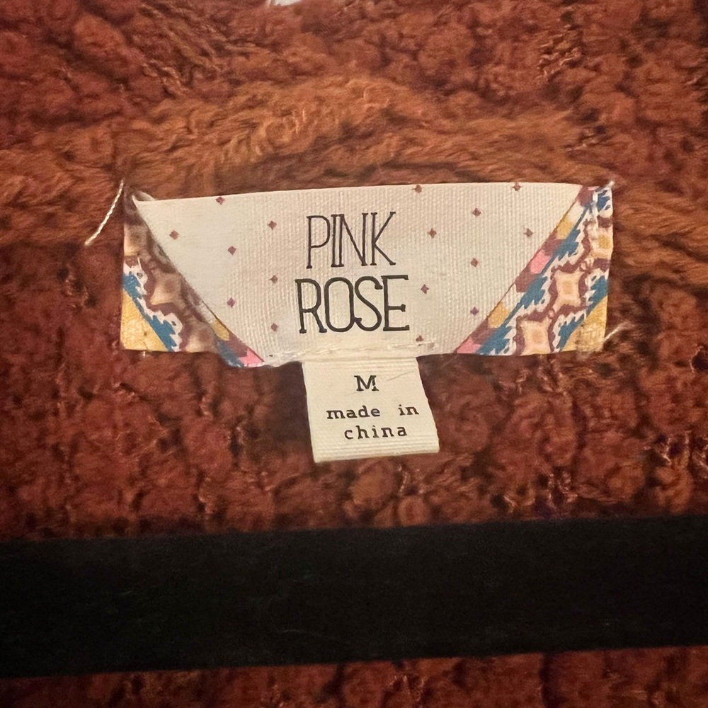 Pink Rose Rust Colored Chunky Knit Ribbed Sweater - Picture 4 of 6